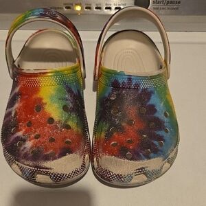 CROC Used Colorful Tie-Dye Kids Clogs J2